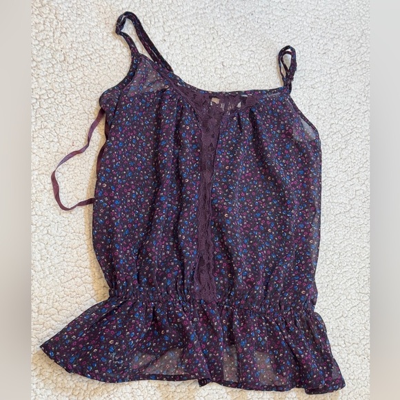 Y2K Delia’s Floral Ruffle Tank Size XS - Picture 2 of 6